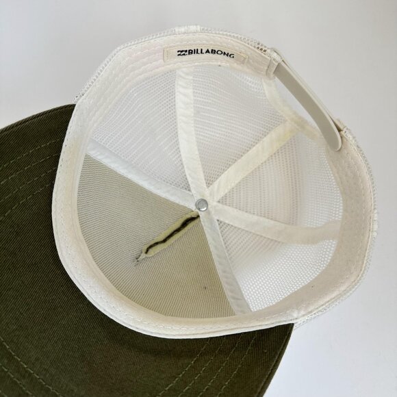 Vintage Enjoy The Journey Billabong Trucker Hat Olive Green Beige Cap Snap Back - Picture 8 of 10
